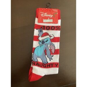 Novelty Disney 100% Naughty Stitch Unisex Christmas  Sock Size 10-13 New